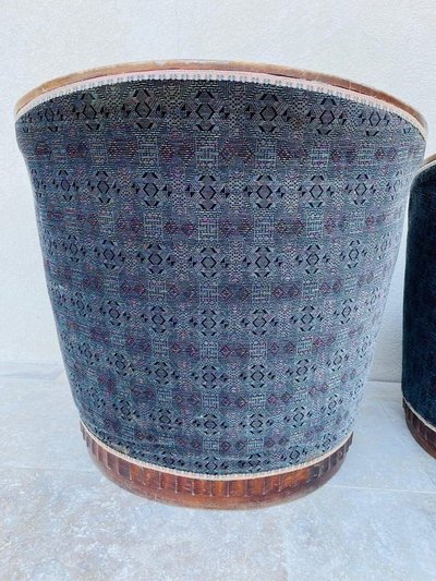 Paire De Fauteuils Art Deco , Forme Corbeille, Plinthe Ronde, Circa 1930