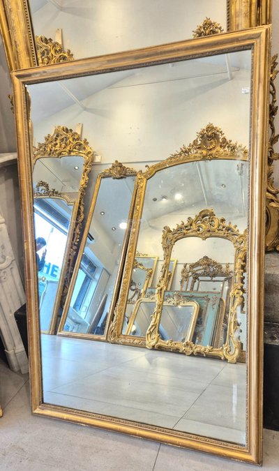 Specchio rettangolare Louis Philippe, foglia d'oro
