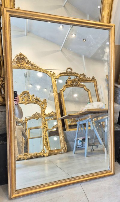 Specchio rettangolare Louis Philippe, foglia d'oro