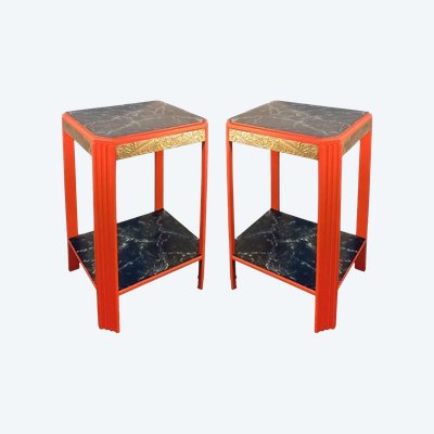 Pair Of Art Deco Painted Wood Console Tables Circa 1930