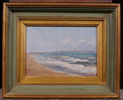 Ernest Chérot 1814-1883 Paysage de mer (Bretagne ?) Tableau impressionnisme plage