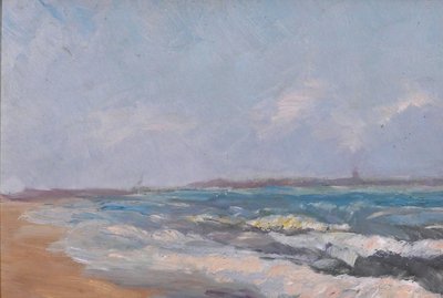 Ernest Chérot 1814-1883 Paysage de mer (Bretagne ?) Tableau impressionnisme plage