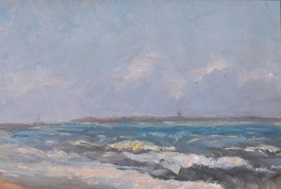 Ernest Chérot 1814-1883 Paysage de mer (Bretagne ?) Tableau impressionnisme plage