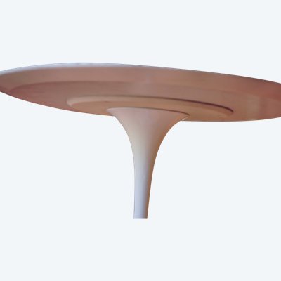 Knoll International table circa 1960 melamine wood top white lacquered cast-iron base