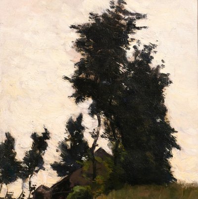 Joseph-Charles François 1851-1940 Paesaggio con alberi e dormiente, dipinto, Belgio Impressionismo
