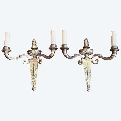 Pair of gilt bronze Empire-style wall sconces from the early 20th century