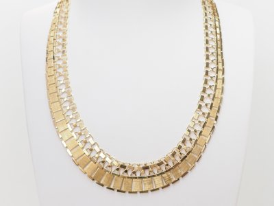 Collier ancien maille plate en or jaune 