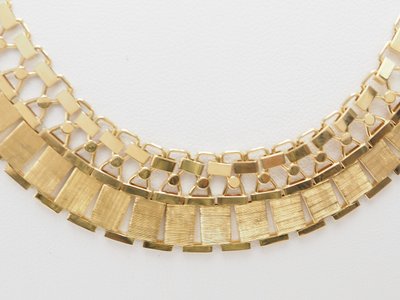 Collier ancien maille plate en or jaune 