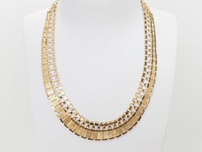 Collier ancien maille plate en or jaune 