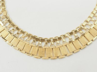 Collier ancien maille plate en or jaune 