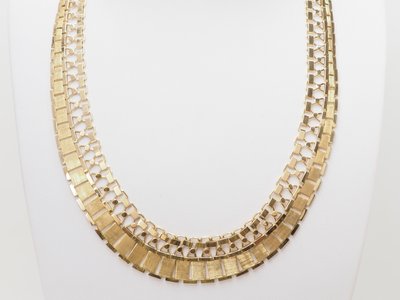 Collier ancien maille plate en or jaune 