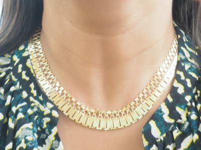 Collier ancien maille plate en or jaune 