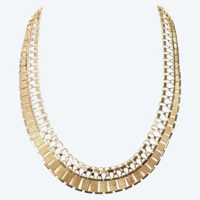 Collier ancien maille plate en or jaune 