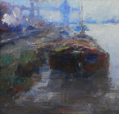 Oswald PORREAU 1877-1955 Belgien, Industrielandschaft an der Maas, Gemälde, 1918