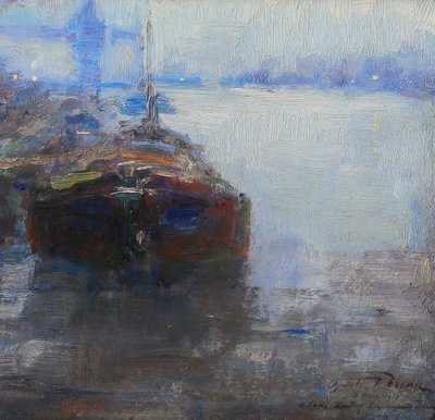 Oswald PORREAU 1877-1955 Belgien, Industrielandschaft an der Maas, Gemälde, 1918