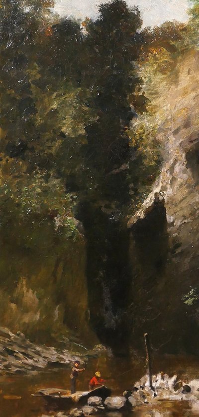 François SCHOMMER 1850-1935 Flusslandschaft mit Fischern, Gemälde, Barbizon, um 1900-10