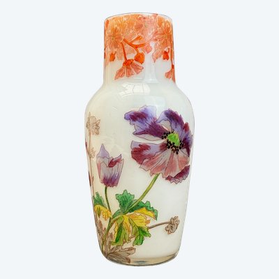 Legras Vase mit Anemonen-Dekor