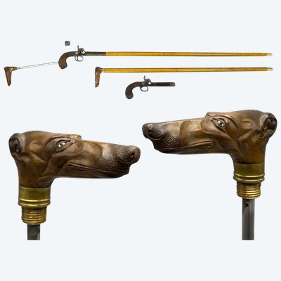 Pair of JALABERT LAMOTTE pistols with combined systems: removable sticks and stocks France