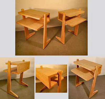 Guillerme und Chambron, 2 Nachttische aus Eiche, Votre Maison Edition, ca. 1960/1970