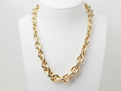 Collier maille forçat ronde en chute en or jaune 