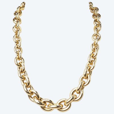 Collier maille forçat ronde en chute en or jaune 