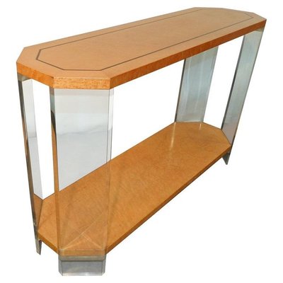 1970s Console Table in Birch Veneer and Perpex