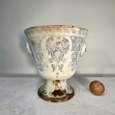 19th century enamelled cast iron vase