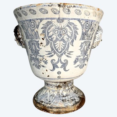 19th century enamelled cast iron vase