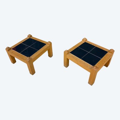 Guillerme Et Chambron , Paire De Bout De Canapé En Chêne  , Edition Votre Maison Circa 1970