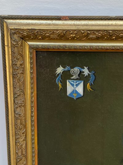 Tableau, portrait de femme ,armorié