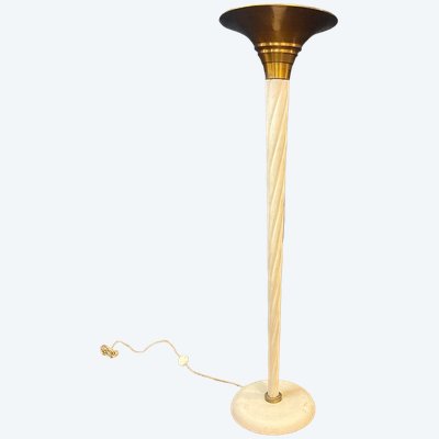 Neo-Classical Art Deco Floor Lamp in Lacquered Wood, Circa 1930–1940