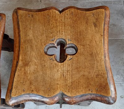 Pair of antique carved wood stools