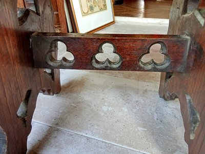 Pair of antique carved wood stools