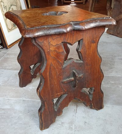 Pair of antique carved wood stools