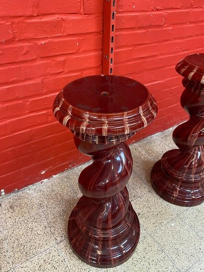 Coppia di colonne in ceramica attribuite a Massier, 1900 circa