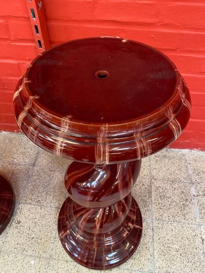 Coppia di colonne in ceramica attribuite a Massier, 1900 circa