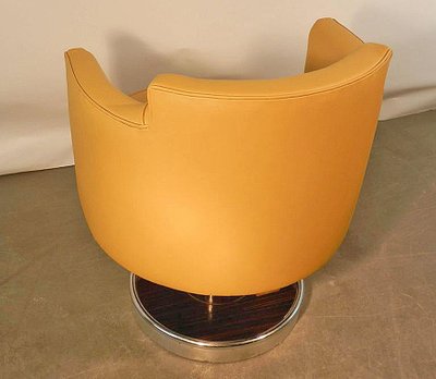 Decoene Freres , Important Fauteuil De Bureau Art Deco , Macassar Et Cuir, Restauré, Circa 1930