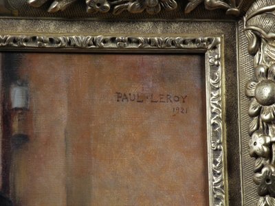 Peinture à l'huile sur toile datée de 1921, portrait militaire par Paul Leroy