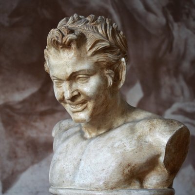 Busto in gesso patinato "stile terracotta" del XIX secolo con sigillo del Louvre 1880