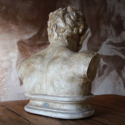 Busto in gesso patinato "stile terracotta" del XIX secolo con sigillo del Louvre 1880