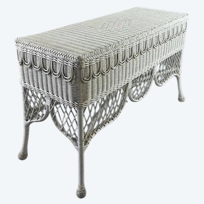 Consolle neoclassica in rattan laccato, circa 1970