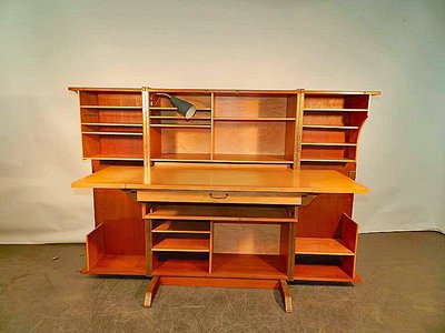 Compact Home Office Desk Interireur Sycomore Circa 1950/1960