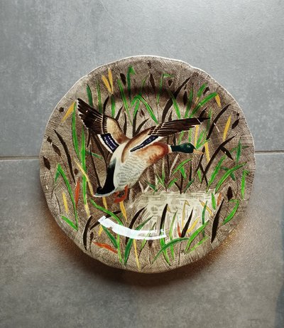 Large Gien earthenware plate model Rambouillet by J. Bertholle