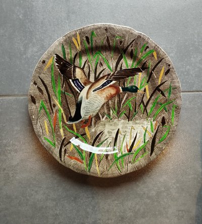 Large Gien earthenware plate model Rambouillet by J. Bertholle