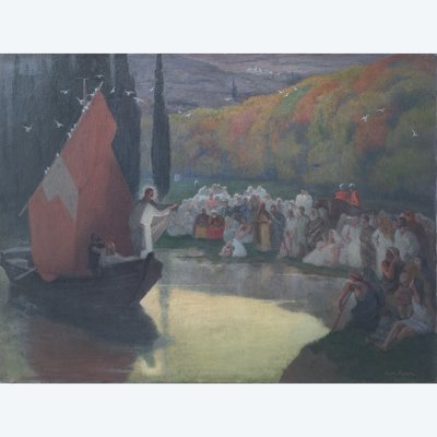 Louis Roger (1874-1953), La Prédication Au Bord Du Lac De Tibériade, Grand Prix De Rome 1899