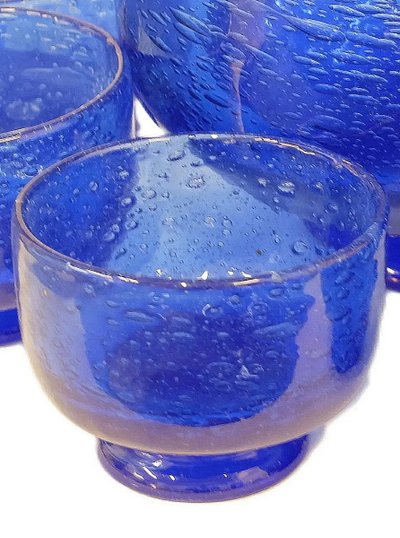 Biot, 8-Piece Punch Set in Bubbled Glass, Circa 1970