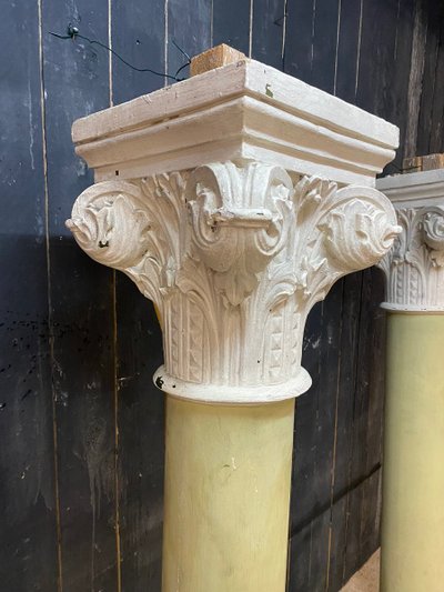 Pair of Antique Patinated Plaster Columns From A Theater Circa 1880