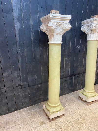 Pair of Antique Patinated Plaster Columns From A Theater Circa 1880
