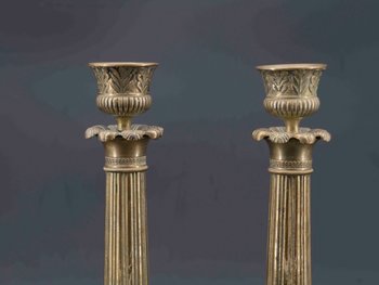 Coppia di portacandele in bronzo, XIX secolo