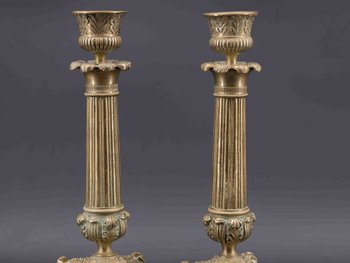 Coppia di portacandele in bronzo, XIX secolo